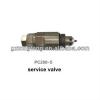Excavator service valve for engine part