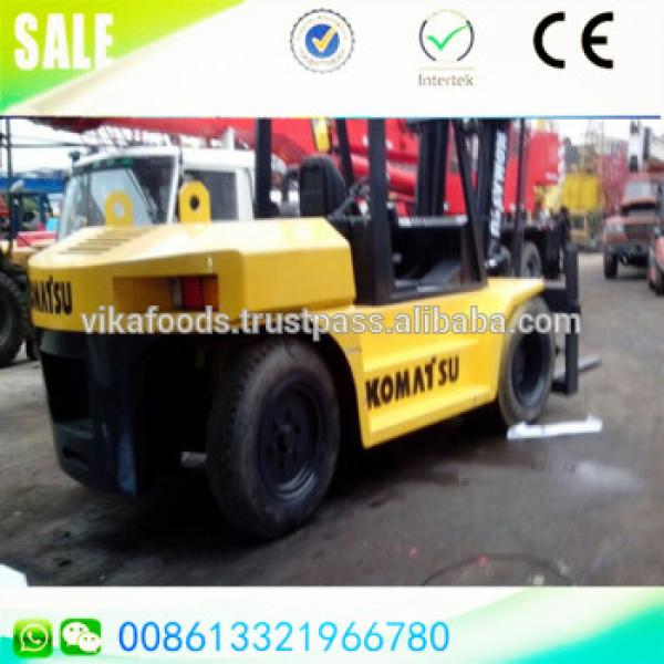 Good condition 2.6 m fork length 10 ton Komatsu FD100-7 Japan diesel forklift 5m lifting height with sideshift #1 image